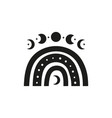 boho rainbow with moon phases dots crescent vector image