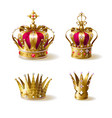 royal family golden crowns realistic set vector image vector image
