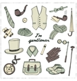 gentlemans vintage accessories doodle set vector image