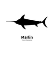 black silhouette fish marlin vector image vector image