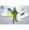 isometric ukrainian soldier on the background vector image vector image
