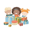 kids opening christmas gifts vector image vector image