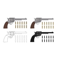 set of six-gun revolvers with bullets game vector image vector image