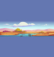 desert oasis river dunes and plants landscape vector image