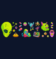 psychedelic stickers with aliens drugs vector image