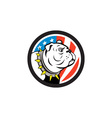 bulldog head usa flag circle cartoon vector image vector image