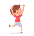 happy kid running with arms up cute boy having vector image vector image