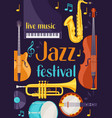 jazz festival live music retro poster with musical vector image