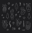 cute animals in clothes cartoon forest wildlife vector image