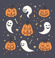 halloween with orange pumpkins ghosts skull vector image vector image