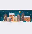 winter city landscape old town with different vector image