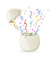 broken egg confetti and streamer explosion vector image