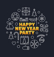 happy new year party outline vector image