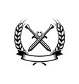 emblem template with crossed swords design vector image vector image