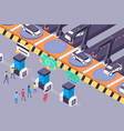 flat future transportation services with urban car vector image vector image