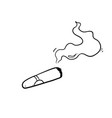 hand drawn cartoon lit cigar with smoke isolated vector image