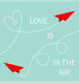 love is in the air two red flying origami paper vector image vector image