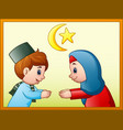 muslim couple kid will do handshake to apologize f vector image