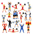 football players cheerleaders and fans set vector image
