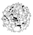 circle shape coloring page with funny farm vector image vector image