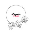magnolia contour drawing branch round frame vector image
