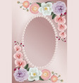 invitation card with flowers and pink pearls frame vector image vector image