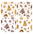 set of christmas patterns in boho style vector image vector image