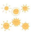set of cute hand-drawn sun icons vector image