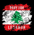 stylized lebanon flag with the inscription pray vector image vector image