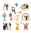 wedding day or marriage ceremony bride and groom vector image