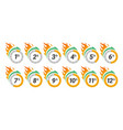 hours timer deadline countdown fire flame icon set vector image vector image