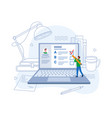 e-learning online exam student writing test laptop vector image
