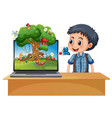 insect cartoon fairy on computer background vector image vector image