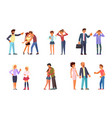 set of teens and parents vector image vector image