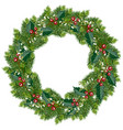 christmas wreath with red berries and mistletoe vector image
