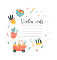 circle of garden tools and text place vector image