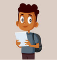 male student holding pc tablet cartoon vector image vector image