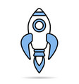 linear simple blue rocket icon isolated on white vector image vector image