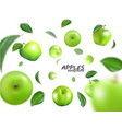 falling green apples isolated on white vector image