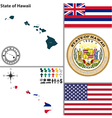 map of hawaii with seal vector image