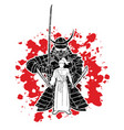 samurai warriors with swords action cartoon vector image vector image