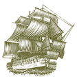 woodcut ship vector image vector image