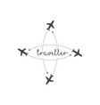 traveller logo concept lettering traveler vector image vector image