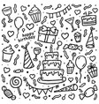 birthday pattern hand drawn line art illust vector image