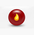red ball with golden flame icon 3d vector image vector image