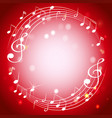 border template with musicnotes on red background vector image
