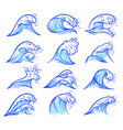 sea waves set and ocean water wave design vector image