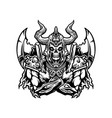 skull viking helmet and axe warrior silhouette vector image vector image