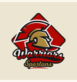 colorful logo emblem spartan helmet and cloak vector image vector image