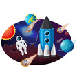 rocket ship with many planets and asteroids vector image vector image